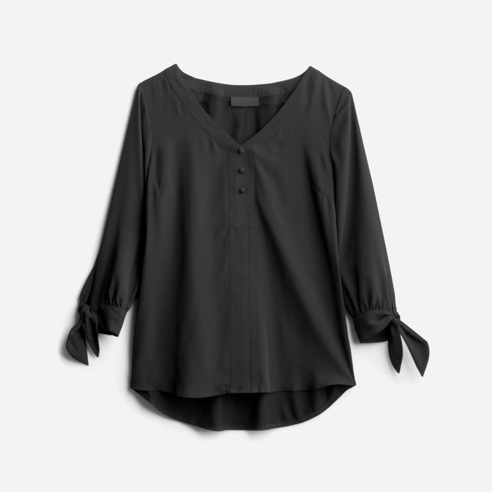 FORTUNE + IVY Collin Mixed Material Blouse, Size Small